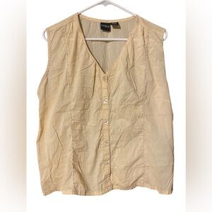 Erika Sleeveless Button Up Top Women Large Peach 100% Cotton Cottagecore Prairie